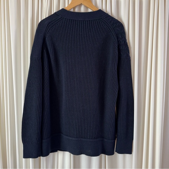 Cabi Spring 24 Textbook Dark Navy Cable Knit Sweater NWT‎ Size Large Academia - Picture 4 of 7